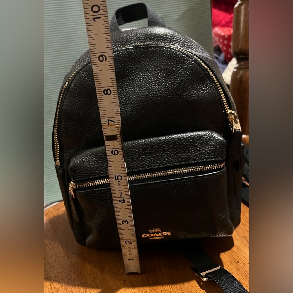 Coach Charlie Mini Backpack Black Pebbled Leather Bag - Picture 10 of 14